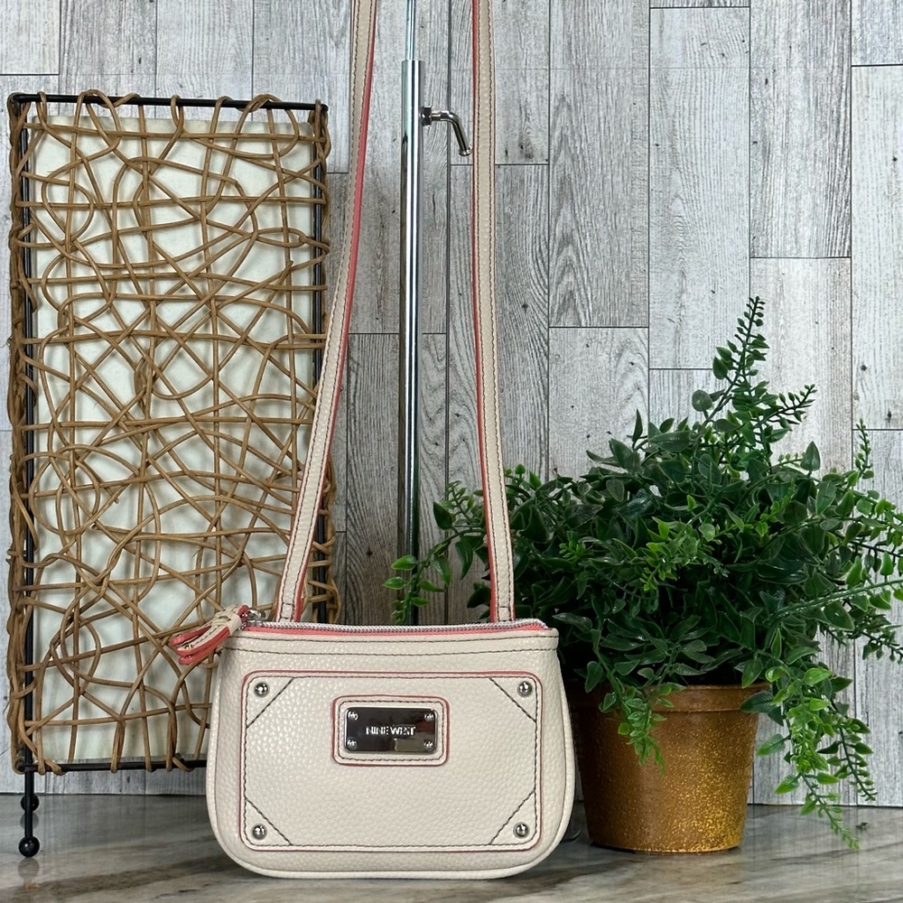 NINE WEST - Mini 3 Component Crossbody Bag Two Top Zip Closures Middle Pocket